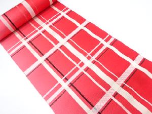 アンティーク　格子模様織り出し　八寸帯地反物